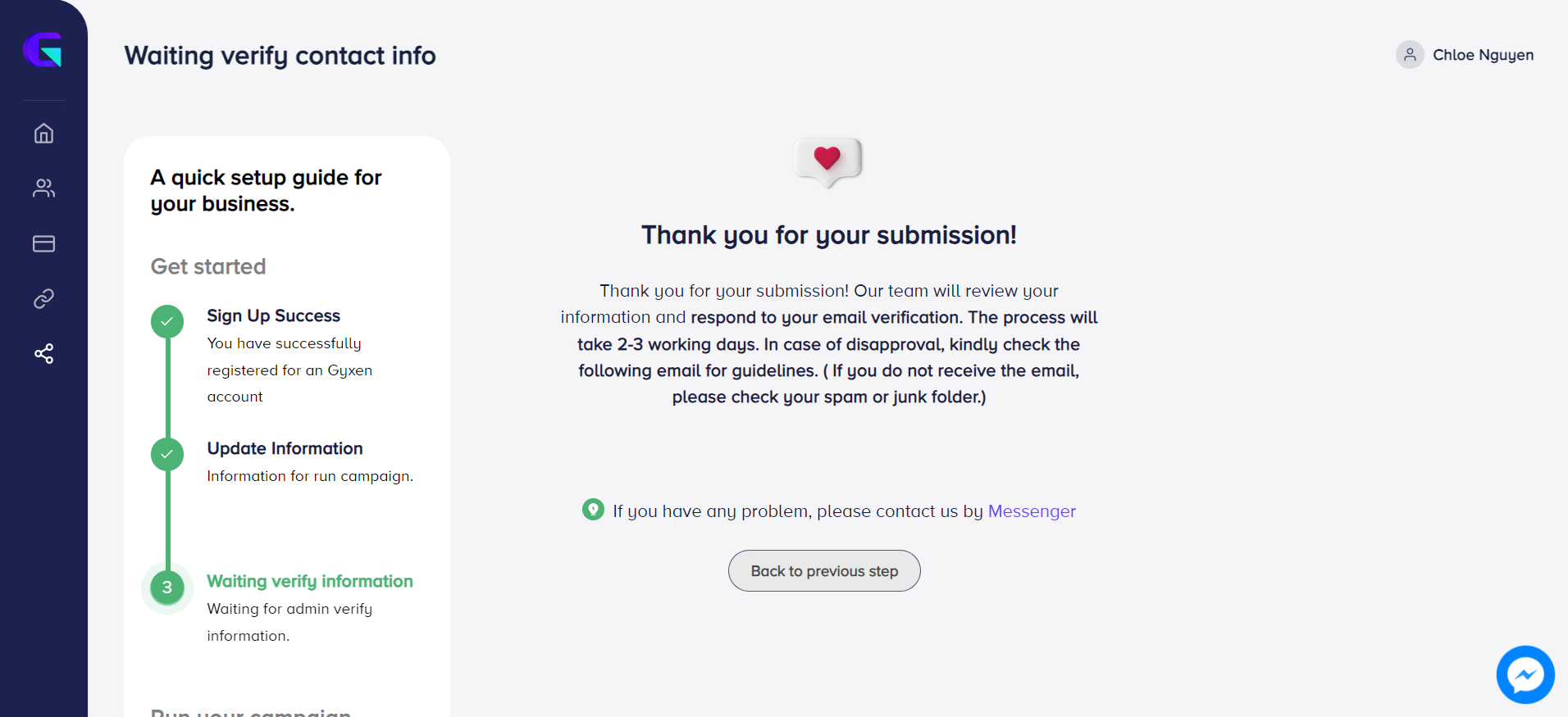 Step 4 — Company info and top-up